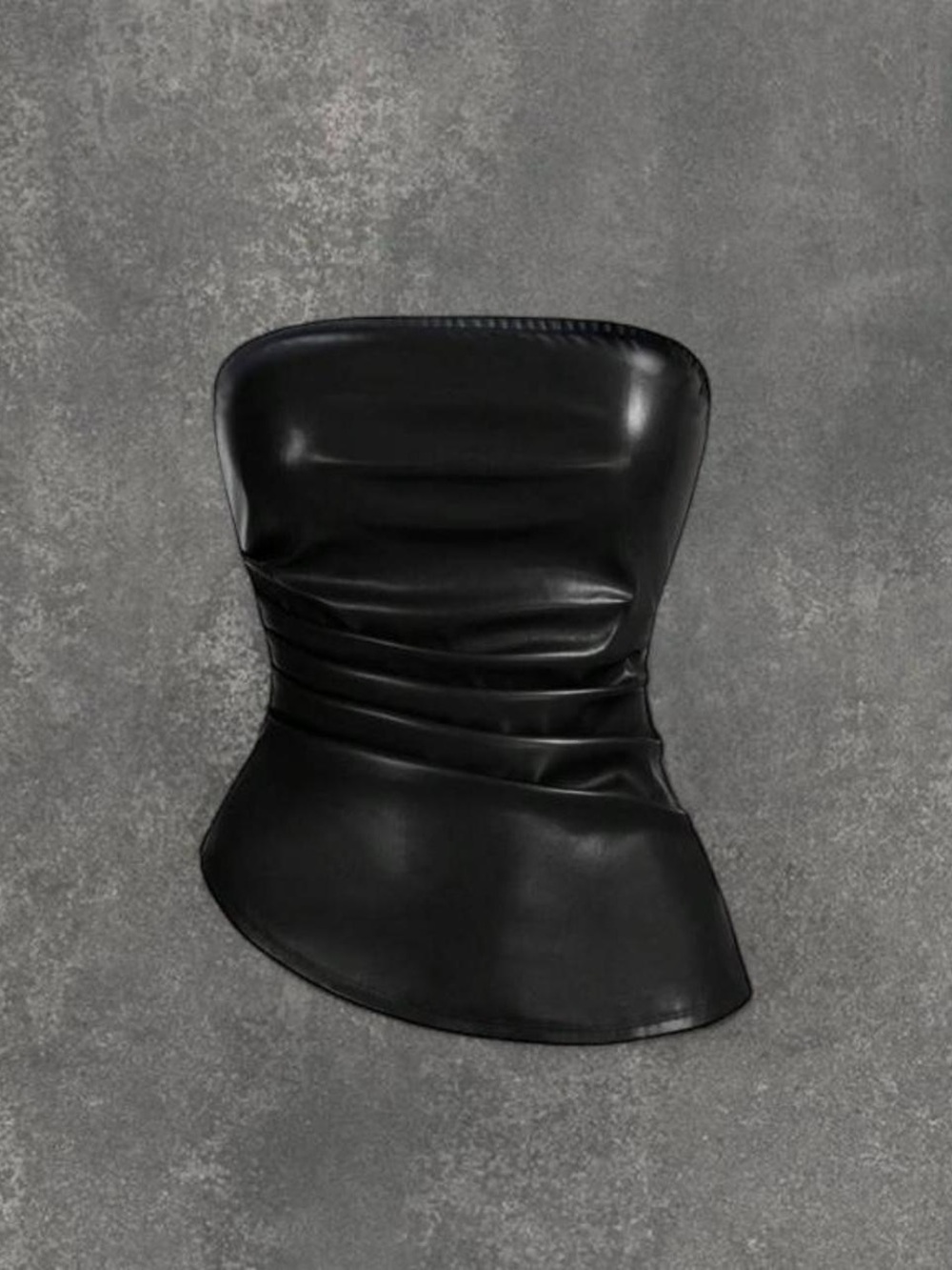 Strapless Black Faux-Leather Top in a Size XL
